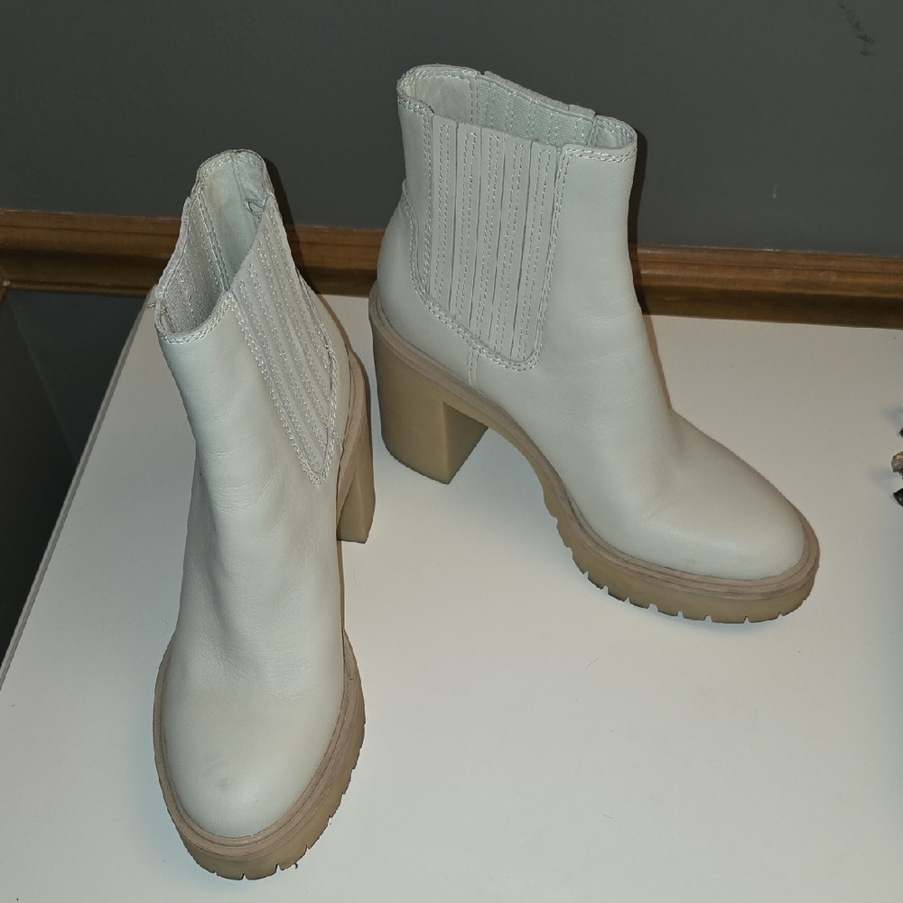 Dolce Vita Off-White Heeled Boots